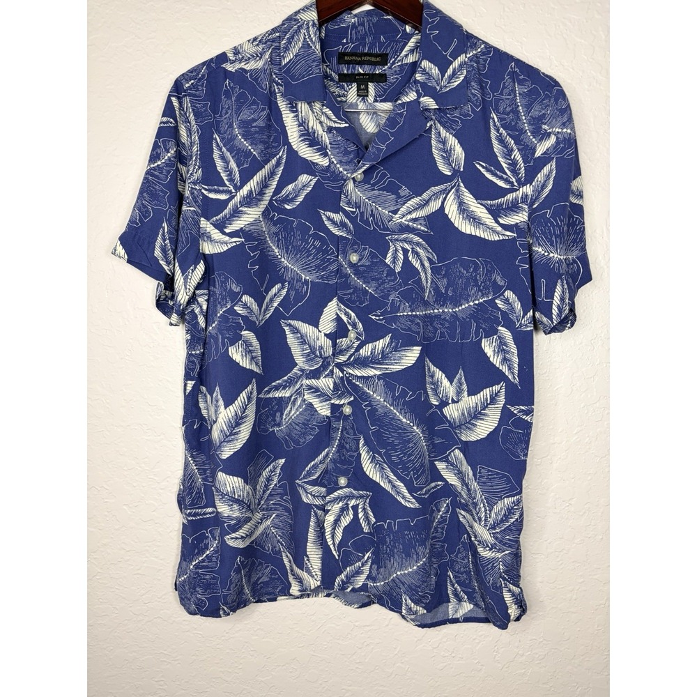 Banana Republic Slim Fit Mens Button Up Hawaiian Shirt Medium